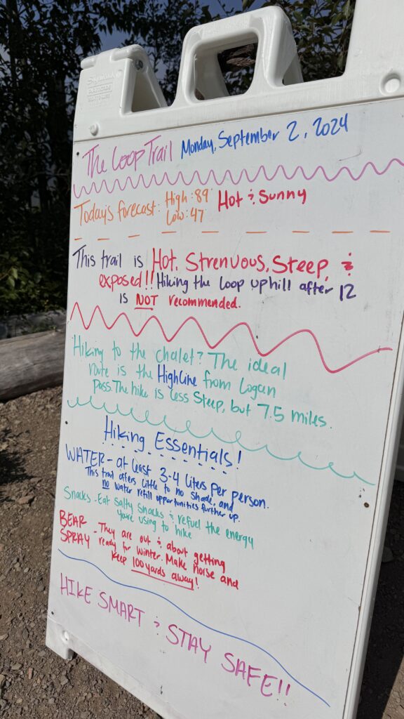 Whiteboard with Trail information