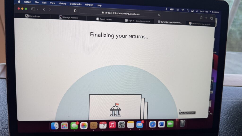 turbo tax confirmation screen
