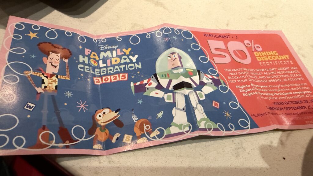 Disney cast member dining coupon