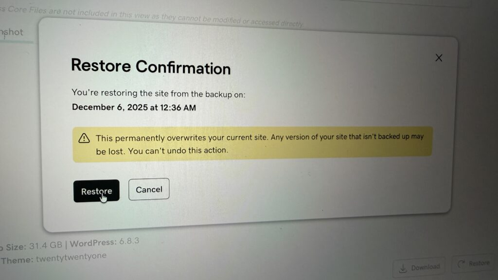WordPress admin screen shot