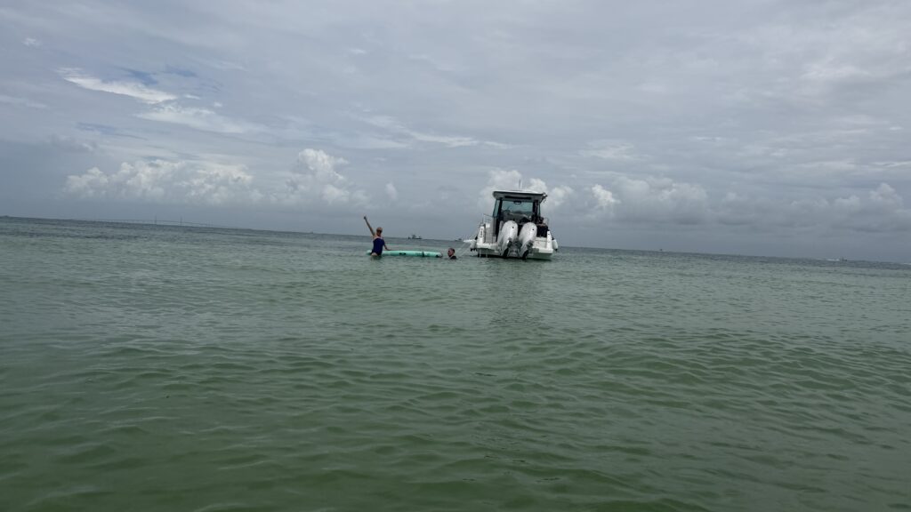 boat anchored close to shore